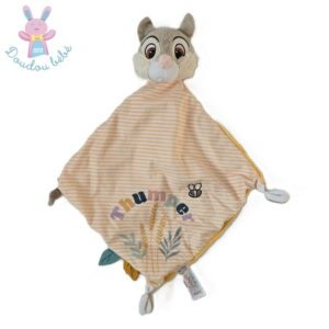 Doudou plat Lapin Panpan rayé jaune blanc Thumper DISNEY