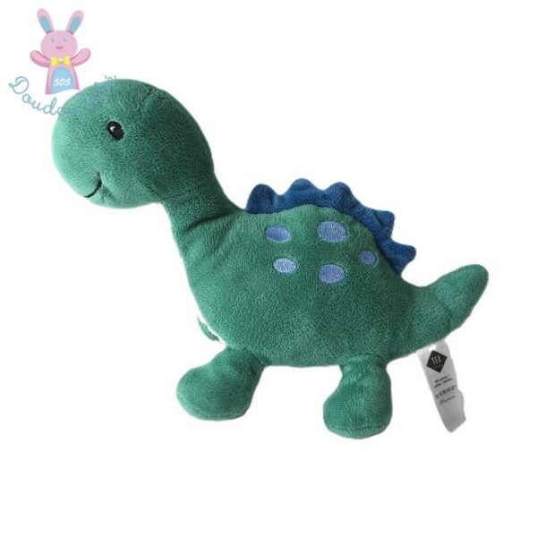 Doudou Dinosaure vert blanc bleu 22 cm TEX BABY