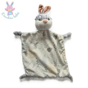 Doudou plat Lapin Panpan blanc gris feuilles DISNEY PRIMARK